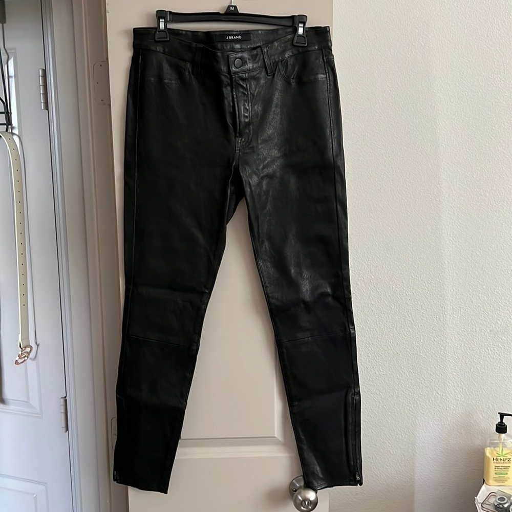 J Brand leather mid rise skinny jeans SZ 31